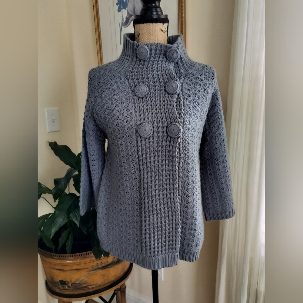 Vertigo Paris Wool Blend Double Breasted Button Sewing Cardigan Sweater Women's